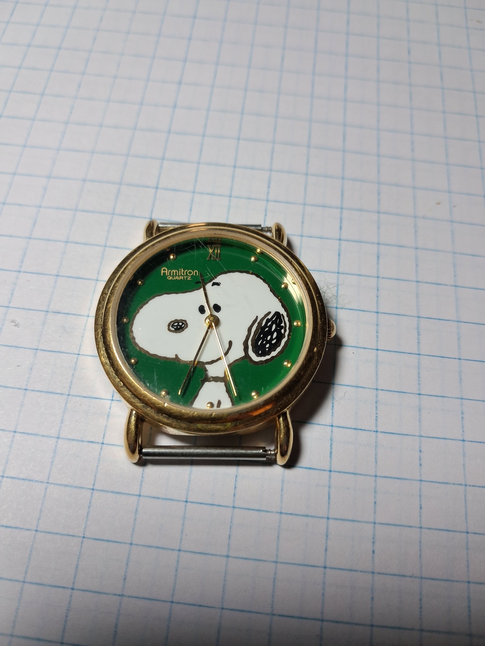 Armitron Snoopy Gold-Tone Watch with Green Dial